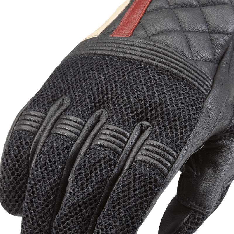 Sulby Mesh Riding Gloves in Black with Red Stripe | Motorcycle 